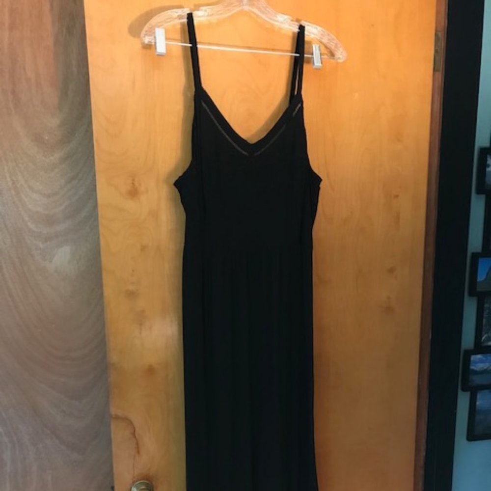 Lovely Black Old Navy Midi Dress Spaghetti Straps V-Neck Size Large Tall